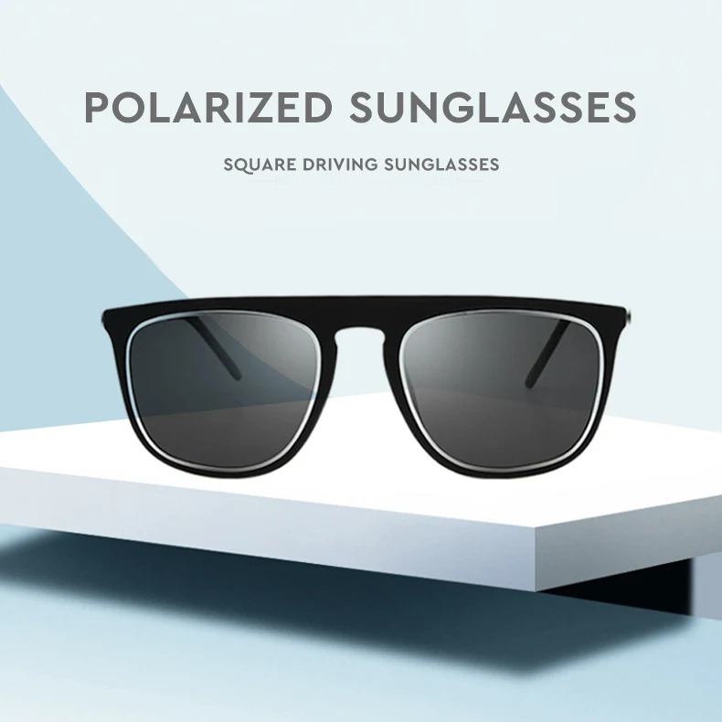 YOK'S Korean Square Polarized Sunglasses PC Stainless Steel Frame UV400 Coating Shadow Anti-glare Driving Goggles Glasses UN1307