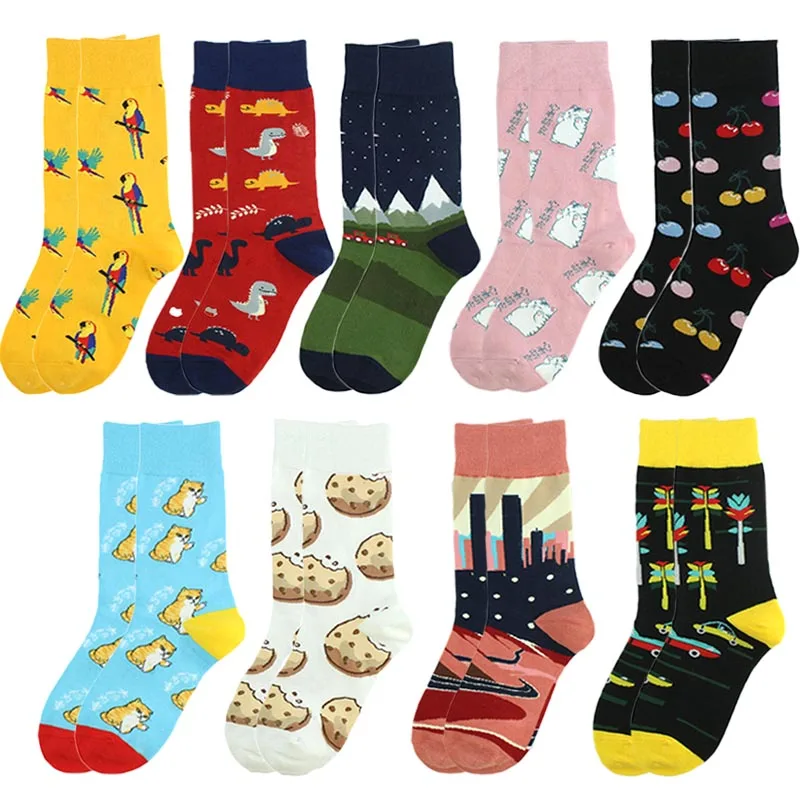 Японские модные жаккардовые удобные пищевые хлопковые носки унисекс с рисунком животных, модные креативные кальцитовые носки в стиле хип-хоп