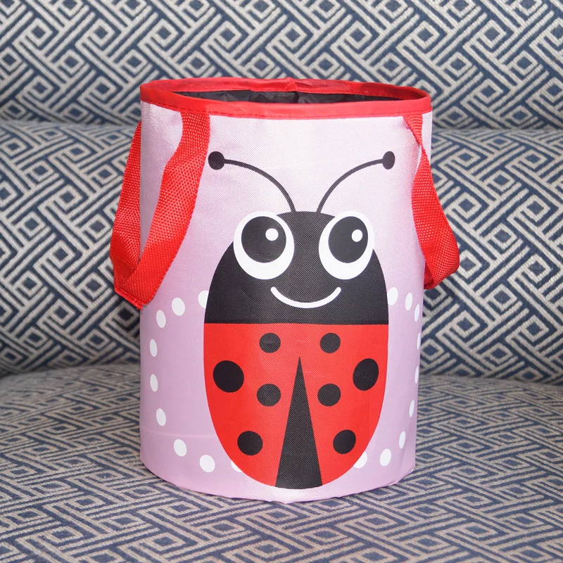 Foldable Car Garbage Bag Trash Can Organizer Storage Box Seat Back Hanging Bag - Цвет: ladybug