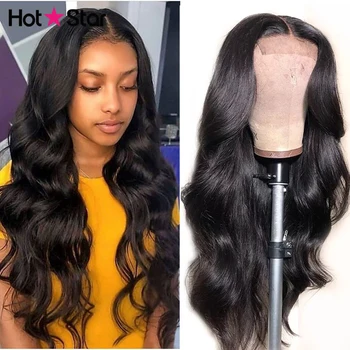 

Hot Star 4x4 Closure Wig Pre Pluked Hairline Brazilian Body Wave Human Hair Wigs 150% Remy Hair Lace Closure Wig 8-26 inch