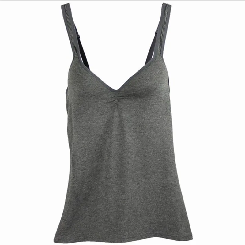Регулируемый Camisole Cami ремень Встроенный лифчик бюстгальтер-Топик с мягкими чашечками, аксессуары для спортивной одежды сексуальные Модальные Женские - Цвет: Grey