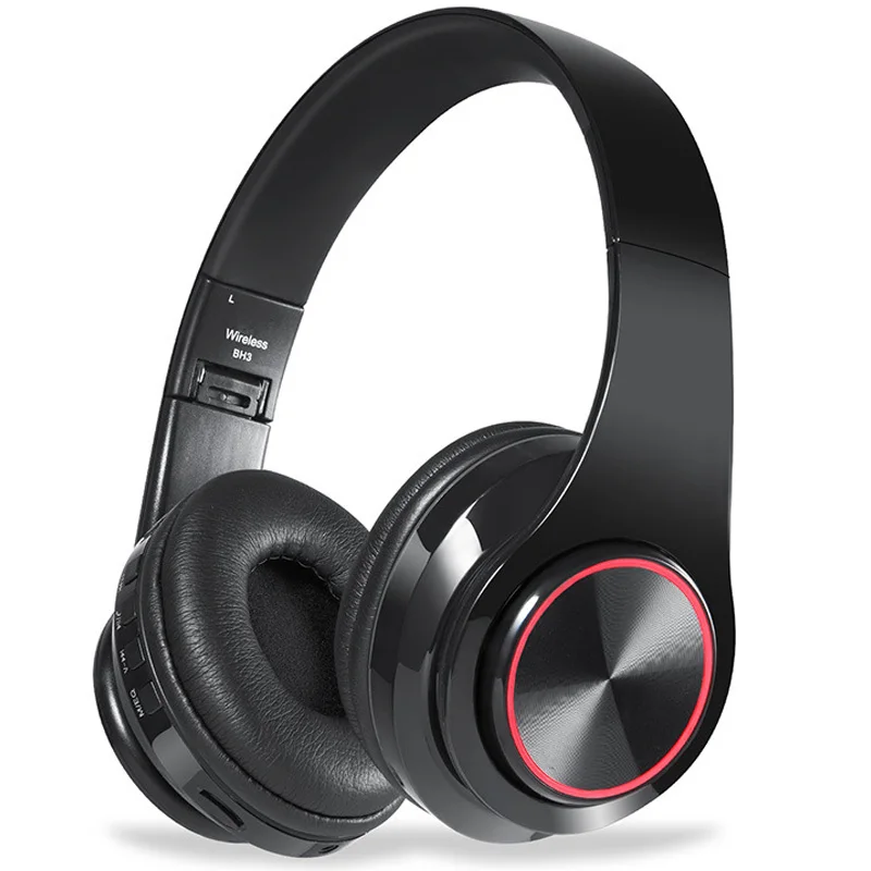 AMS-Wireless Headphones Bluetooth Headphone 7 Colors Glowing Led Headset with Mic Support Tf Card for Phone Pc Mp3 Player