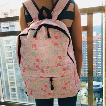 

LISM Pink Twin Star Oxford Backpacks Rucksacks Cartoon Backpack Casual Student Schoolbags travel Knapsack Unisex