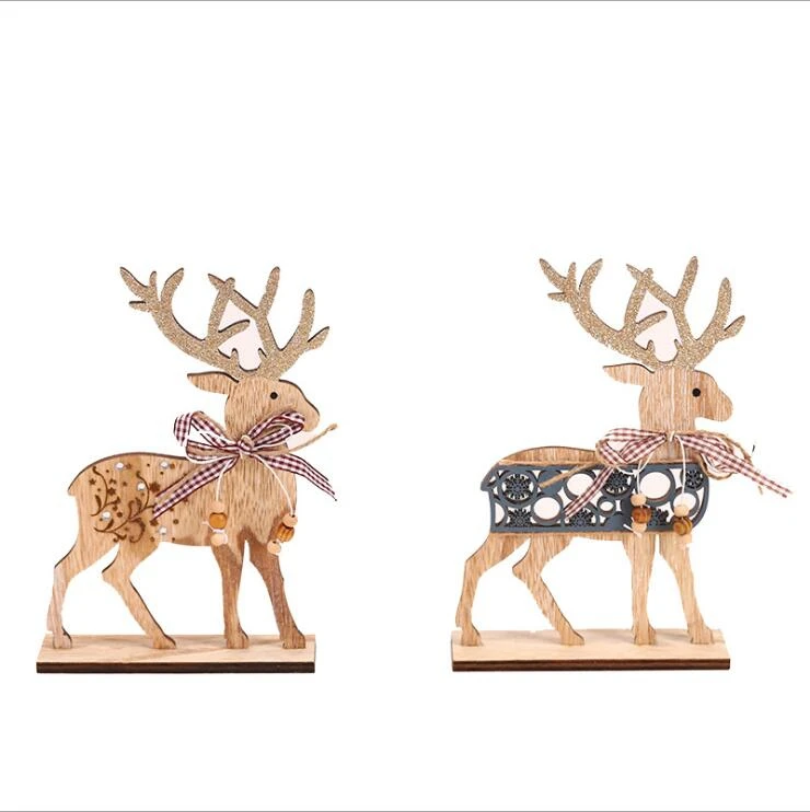 

1PC Creative Deer Wooden Desktop Christmas Series Decorations Kids Gifts DIY Wood Crafts Ornaments New Year Home Party Supplies