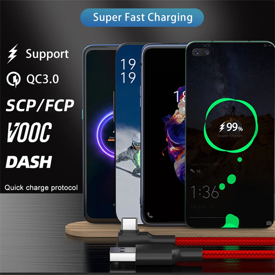 Кабель Usb C 5A для быстрой зарядки зарядное устройство Kable Huawei P40 5G P30 Lite Mate 30 Pro Honor 20