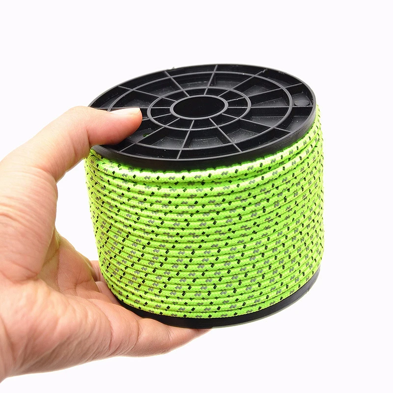

1 Roll 4mmx50m Outdoor Camping Tent Windbreak Rope Reflective Nylon Cord Ceiling Fixed Rope Pulling Rope Nail Windproof Camping
