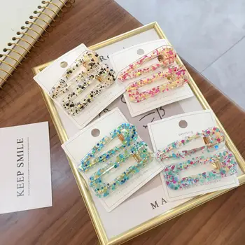 

2pc New Fashion Grils Candy Color Square Water Drop BB Hairpins Resin Acrylic Hollow Colorful Hair clips Women Hair Accessories