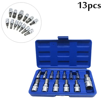 

13pcs Hex Spline Bit Socket Set Power Drive Dr Socket Driver Bit Tool Set Kit Drill Bit Tools Set Car Repair Tools Set Box Auto