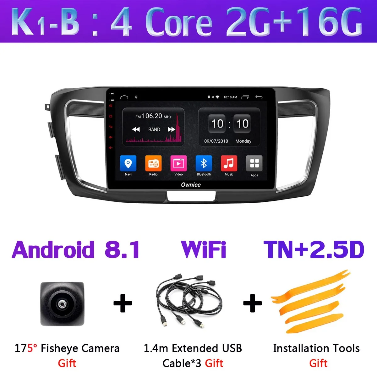 360 ° панорамный 4G LTE Android 9,0 8Core 4+ 64G Автомобильный мультимедийный плеер SPDIF DSP CarPlay gps радио для Honda Accord 9 - Цвет: K1-B