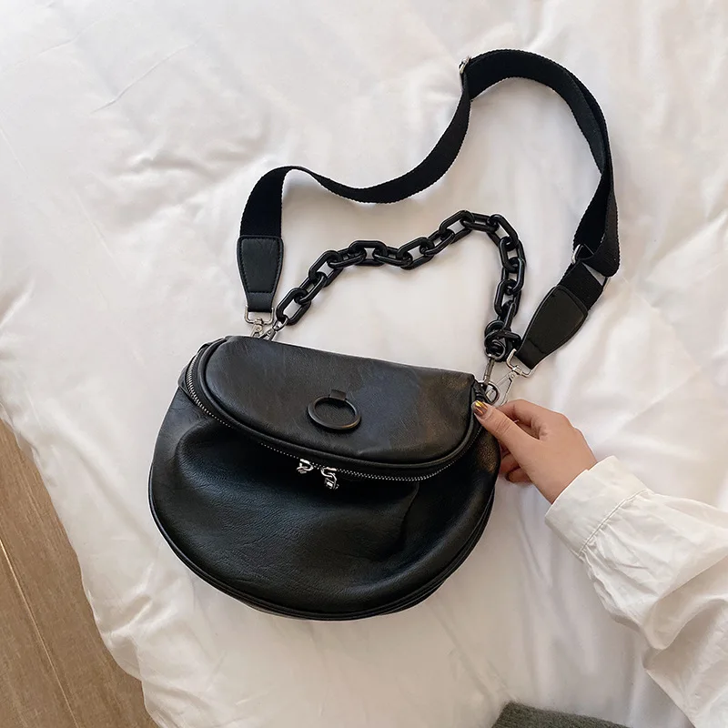 

CHIC Bag Women's 2020 New Style Autumn And Winter Western Style Chain Broadband Shoulder Bag Korean-style Fashion Textured Shoul