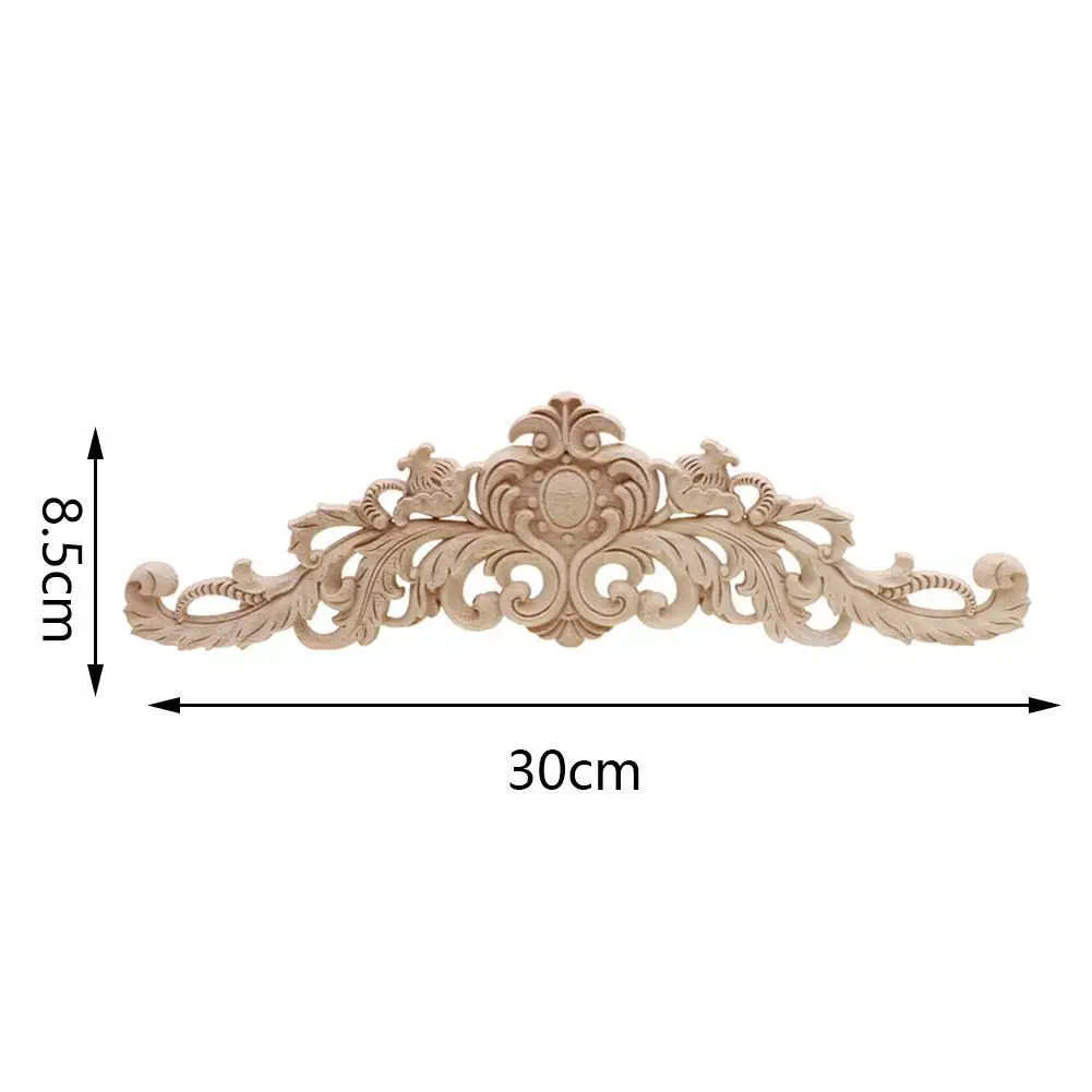 Vintage Flower Design Carpenter Oak Wood Carved Corner Onlay Applique Unpainted Frame Furniture Door Decoration 1 Pcs