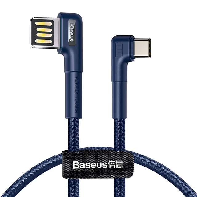 Baseus usb type-C кабель 3A Быстрая зарядка USB C Calbe двойной локоть type C кабель для samsung s9 s10 данных USB C игровой кабель провод USB - Цвет: Синий
