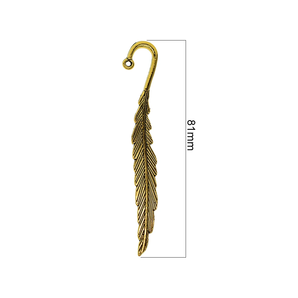 10 Pieces Classical Delicacy Metal Feather Pendant Beading Bookmarks for Handmade Silky Tassel Bookmarks Stationery Gifts