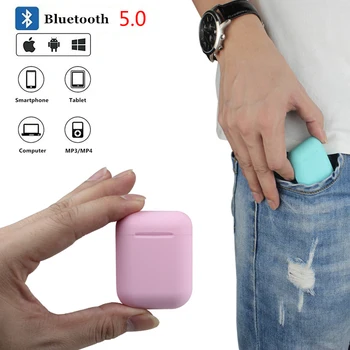 

Wireless Earphone Magnetic Charger Box Earbuds Macaron I12 TWS 5.0 Bluetooth Headset Stereo bluetooth Earbuds