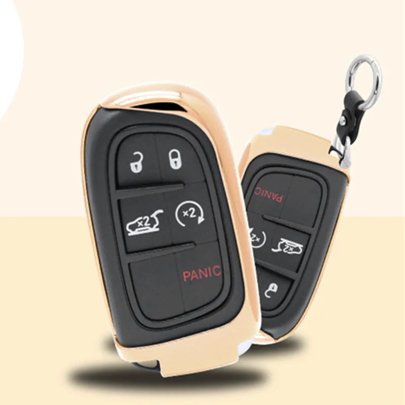 Мягкий чехол из ТПУ с автоматическим ключом для Dodge Journey charger для Jeep Renegade Grand Cherokee для Chrysler 200 300 защита автомобильных ключей - Название цвета: Золотой