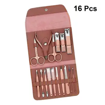 

1 Set Rose Gold Nail Clippers Kit Portable Nail Art Tool PU Bag Packed Nail Clipper Set Special Manicure Tool Kit For Home Salon