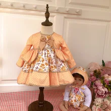 Платья для малышей; платья-пачки с длинными рукавами и цветочным узором; платья для младенцев в винтажном стиле; милое праздничное платье принцессы