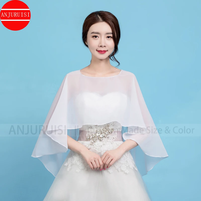 Chiffon Cape Bolero Women Femme Mariage Chalas Mujer Evening Wedding Bridal Jacket Wraps Accessories Peleryna Cloak Boda Shawl