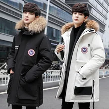 Канадский пуховик для мужчин и женщин стиль COUPLE'S средней длины корейский стиль стильное красивое пальто толстая зимняя куртка