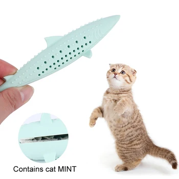 

Silicone Cat Chew Toys Pet Catnip Molar Teeth Cleaning Simulation Fish Shape Training Interactive Toy for Cat Wagging Supplies