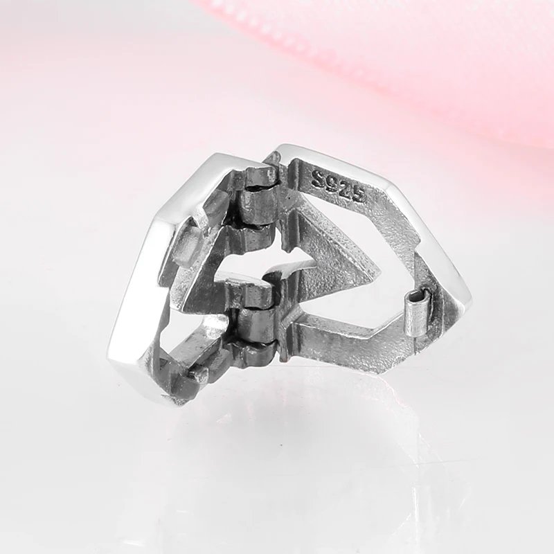 Real 925 Sterling Silver Angular heart shape Clips beads Fit Original Reflexions Bracelet Jewelry making