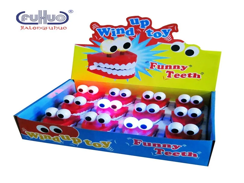 

Spring-Winding with Eyes Jumping Teeth Light Included Everbright White Teeth Ghost Teeth Halloween Christmas Small Gifts Toy