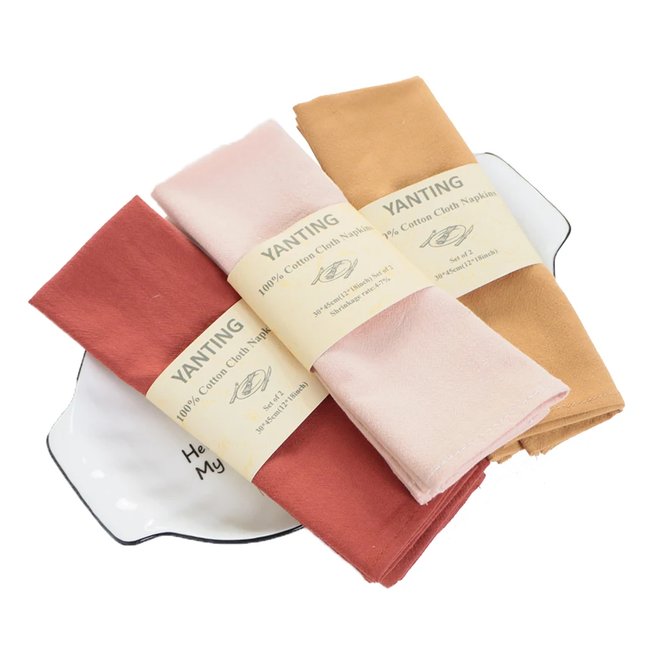 Cotton Napkins Set of 2 100% Cotton Fabric Dinner Table Cloth Napkins Soft Comfortable Reusable Family Kitchen Rustic Weddings Party Decoration