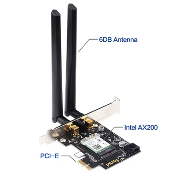 

Ax200NGW Wireless PCI-E Adapter WiFi PC Bluetooth 5.0 2.4/5Ghz FV-AX200