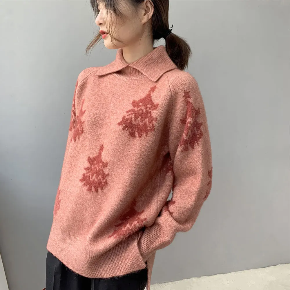Pull Femme Nouveaute, женский свитер и пуловеры, милый вязаный плотный свитер с длинным рукавом, женские пуловеры, женские топы с рисунком дерева
