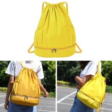 Сухой влажный разделенный тренажерный зал пляжная сумка йога Drawstring пляж водонепроницаемый тренировочный рюкзак Спортивное хранилище большой емкости отсек