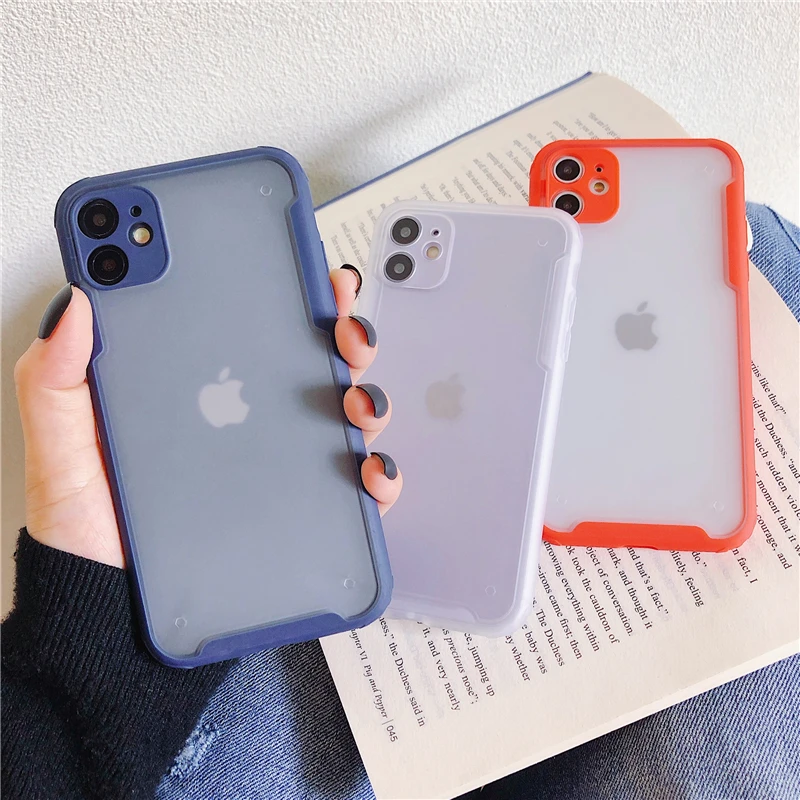Shockproof Hard Clear Case For iPhone SE 2020 11 Pro Max XS XR X 6 6S 7 8 Plus SE2 11Cases Matte Transparent Cover Soft Silicone | Мобильные