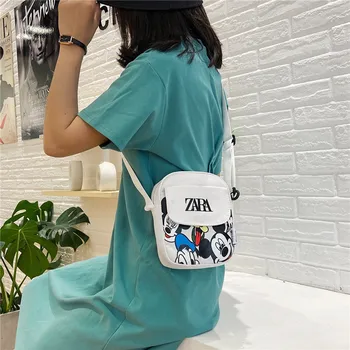 

2020 New Fashion Canvas Shoulder Small Bag Cartoon Casual Messenger Female Bag Wild Shopping Mobile Phone Bags Bolsa Feminina