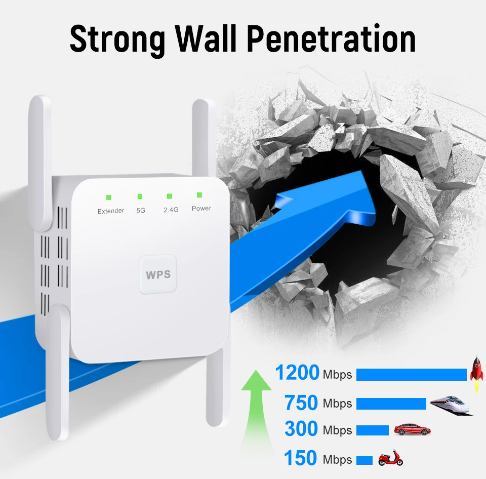 wifi signal amplifier 5G WiFi Repeater Không Dây Wifi Khuếch Đại Tín Hiệu 1200Mbps Bộ Mở Rộng Sóng WiFi 2.4G WiFi Tầm Xa Booster 4 Anten mạng Nối Dài mobile wifi signal booster