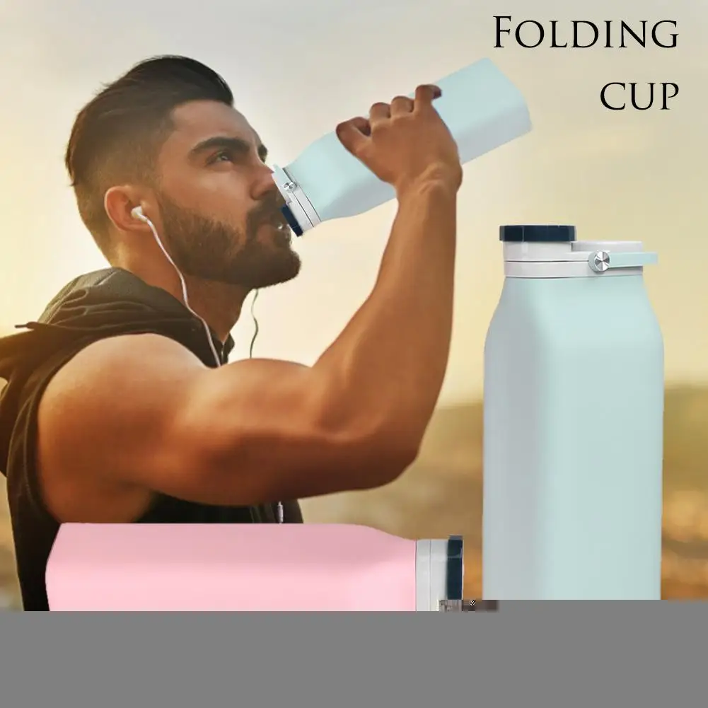 600ML Collapsible Travel Cup Silicone Folding Camping Cup For Sport Travel Collapsible Coffee Cup Foldable Silicone Cup