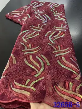 

2020 High Quality Red Sequence French Tulle Mesh Nigerian Sequins Lace,Swiss Voile African Sequence Lace Fabric for Dress 5yards