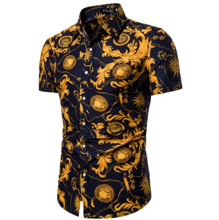 DCXY moda de verano para hombre Camisa ajustada манга corta Camisa цветочный para Hombre Ropa tendencia hombres Повседневный flor - Цвет: dc06