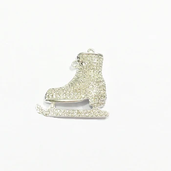 

Newest ! 45MM*44MM 10pcs/lot Ice Skate With Clear Rhinestone Pendants