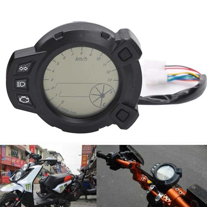 

12V LCD Motorcycle Digital Speedometer Tachometer 10000 RPM 7 Color Speedometer for Yamaha Zuma BMK X125 YW125 for Yamaha BWS