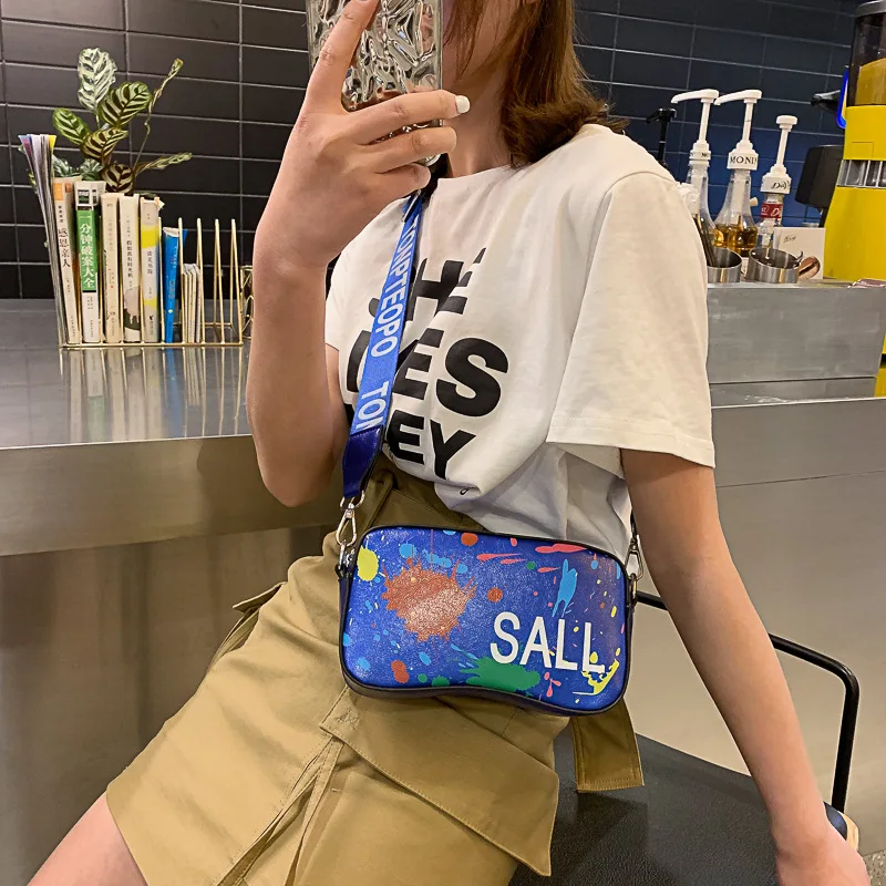 

Spray-print Cool Disco Dancing Bag 2019 New Style Online Celebrity Celebrity Style Nightclub Trend Shoulder WOMEN'S Fashion Hand