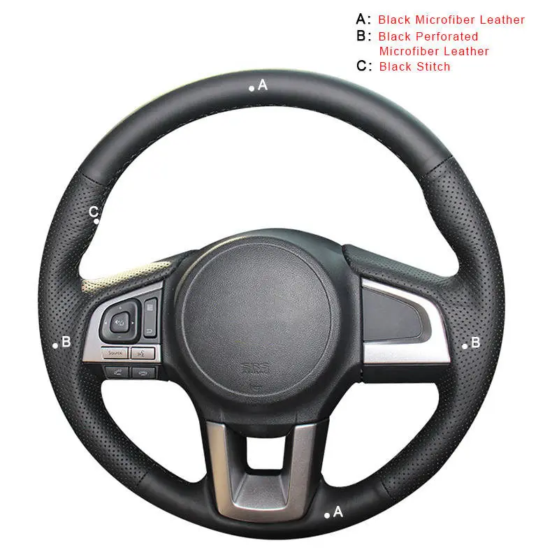 Microfiber Leather Авто оплетка на руле Крышка для Subaru Legacy- Outback- XV(Crosstrek)- DIY автомобиля плетение - Название цвета: Microfiber Leather