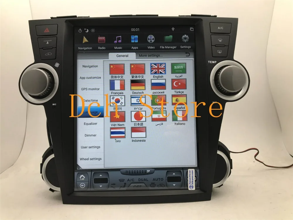 12,1 ''tesla стиль Android 8,1 автомобильный dvd-плеер gps для Toyota Highlander 2008- навигация 4G ram PX6 CARPLAY радио NAVI авто