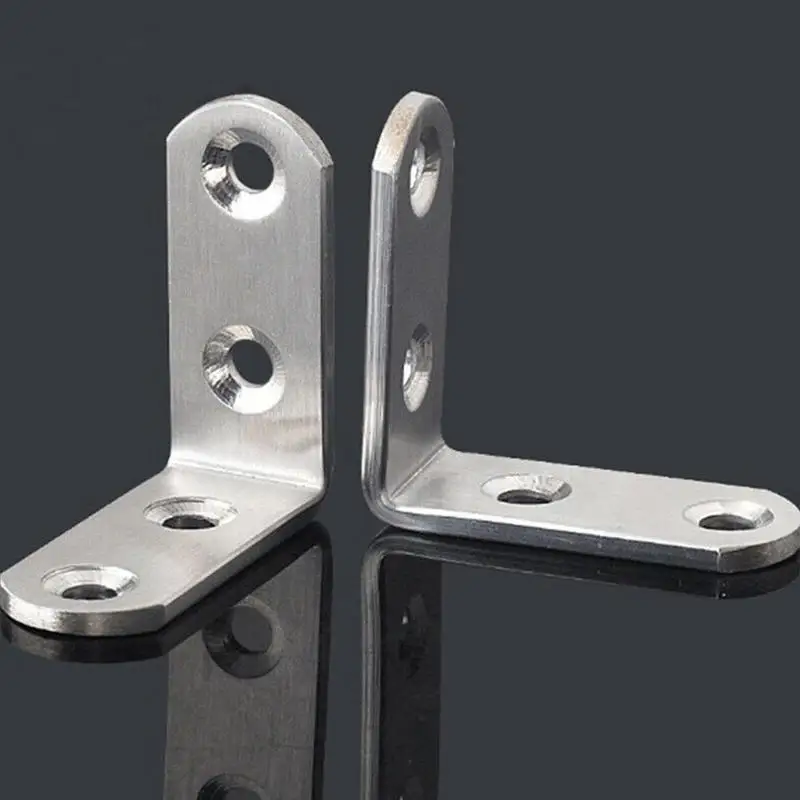 

1pc 4 Holes 90 Degree L-shaped Right Angle Code Stainless Steel Single Thick Corner Bracket Furniture Iron Shelf Joint Support