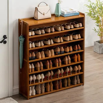 

Shoe Rack Household Entrance Ultra-Thin Simple Multi-Function Storage Combination Six-Layer Bamboo Nordic Shoe Cabinet