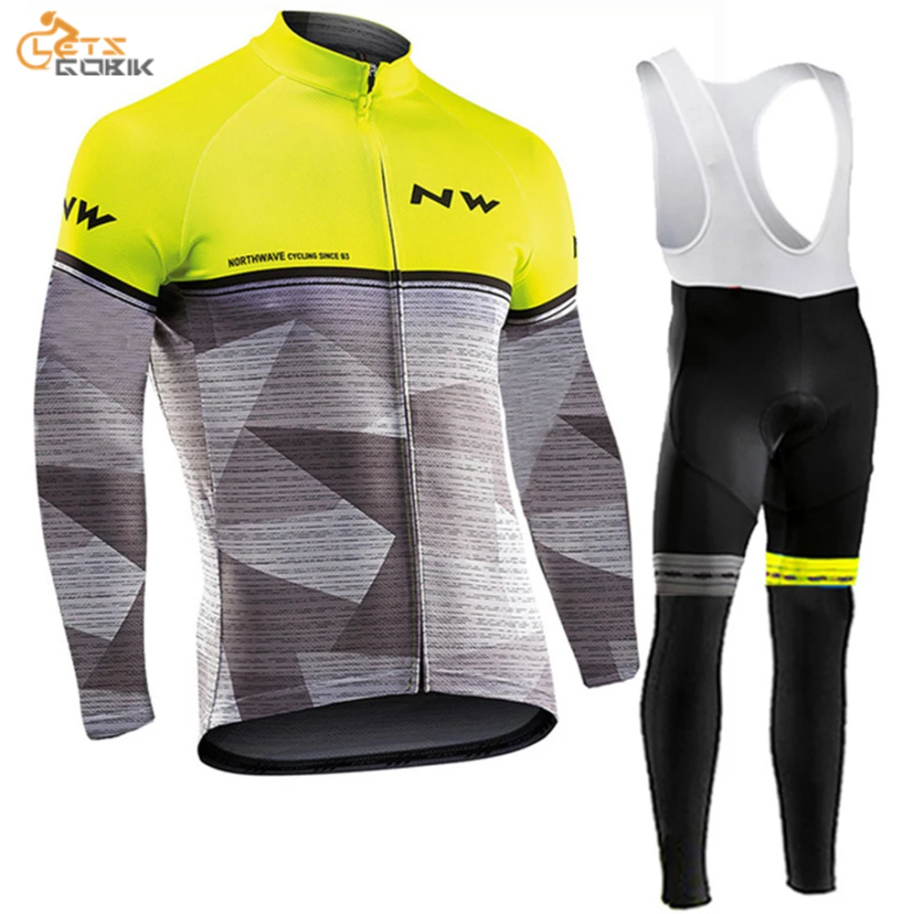 Pro Team Northwave Nw Велоспорт Джерси Набор для мужчин Mtb велосипедная одежда Летний с длинным рукавом Триатлон горный велосипед комбинезон набор - Цвет: Bib cycling set