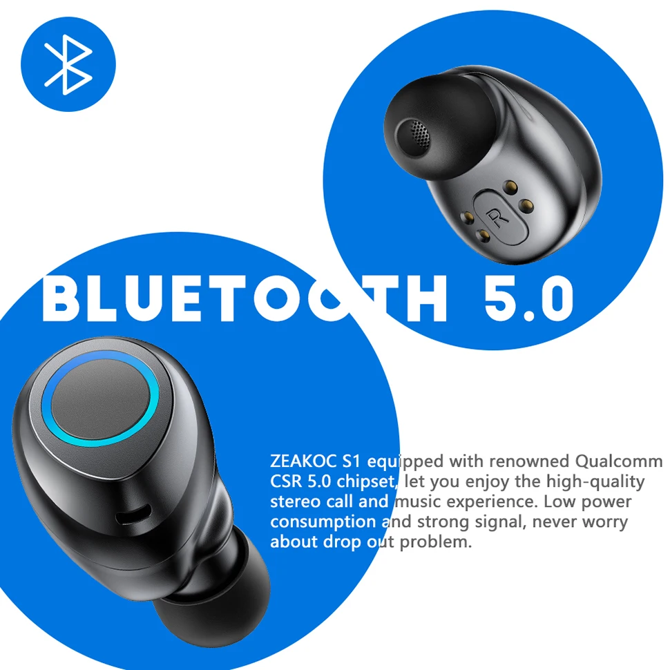 Беспроводные Стерео Наушники Bluetooth 5,0, наушники с шумоподавлением, водонепроницаемые наушники-вкладыши с микрофоном, гарнитура
