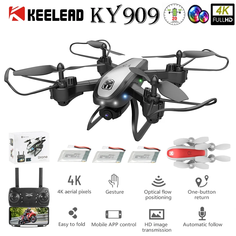 

KEELEAD KY909 Drone 4K WIFI dual Camera Drones RC Quadcopter professional Brushless Optical Flow 20min Flight time Foldable dron