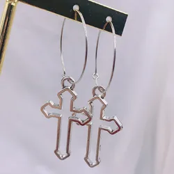 NEW 2022 Fashion  Simple  Cross  Pendant Earrings Quality Drop Earrings for Girls Women Gift Lovely Jewelry
