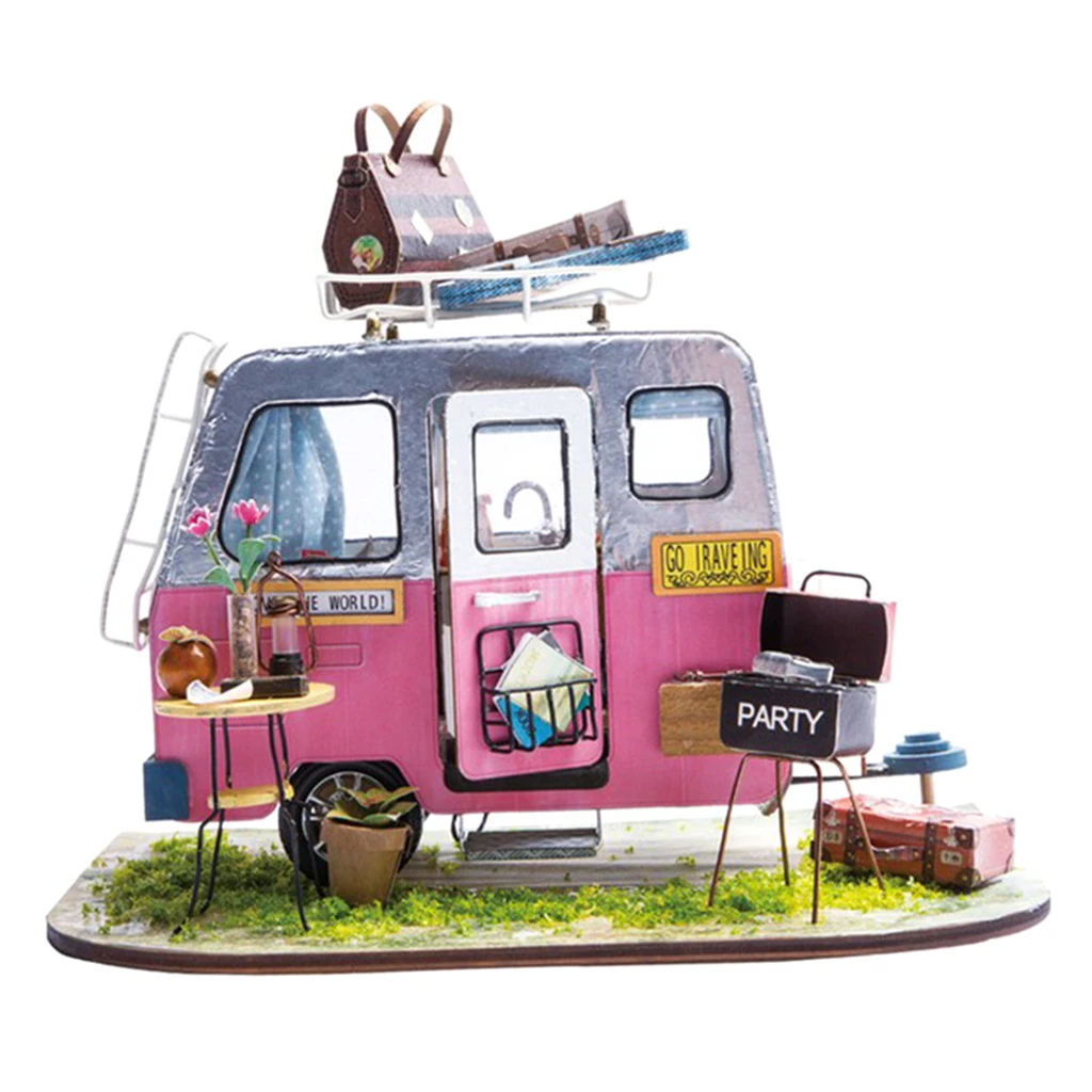 1/24 Dollhouse 3D Wooden Room Kit Miniature Travel Truck House Model to Build - Birthday Gifts for Kids