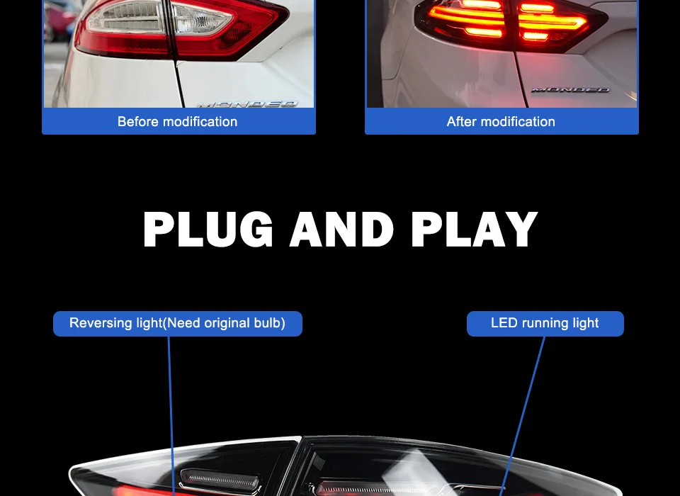Задний фонарь для автомобиля Ford Fusion 2013- Mondeo задний светильник s Led противотуманный светильник s DRL Дневной ходовой светильник тюнинг автомобильные аксессуары