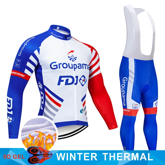 US $32.43 vciq 2020 Pro Team FDJ Winter Cycling Jersey 9D Pants Set MTB Uniform Bicycle Clothing Men Thermal 